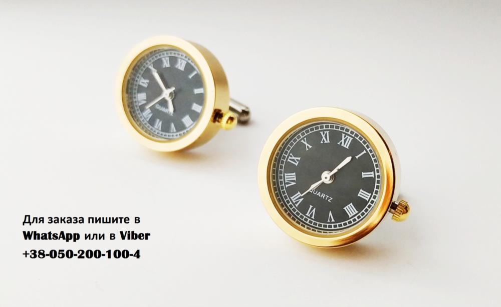 Запонки часы Quartz оригинальные запонки золотые серебро римский циферблат - изображениe 2
