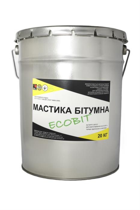 Мастика битумная ЭКОБИТ ведро 20 кг ДСТУ Б В27-108-2001 