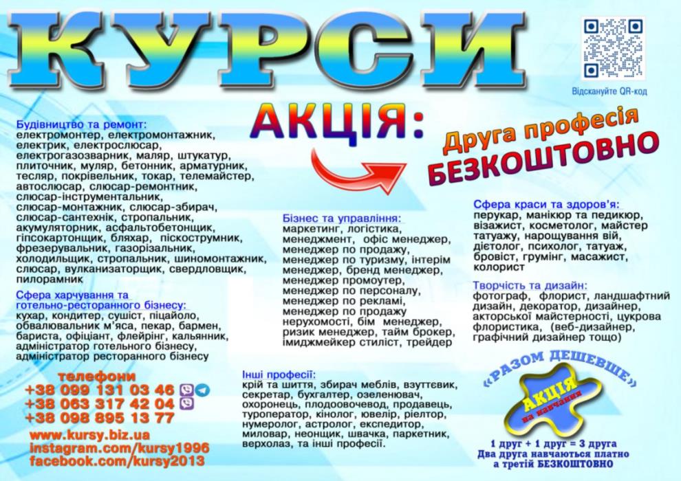 Курси кондитер штукатур перукар тесляр токар