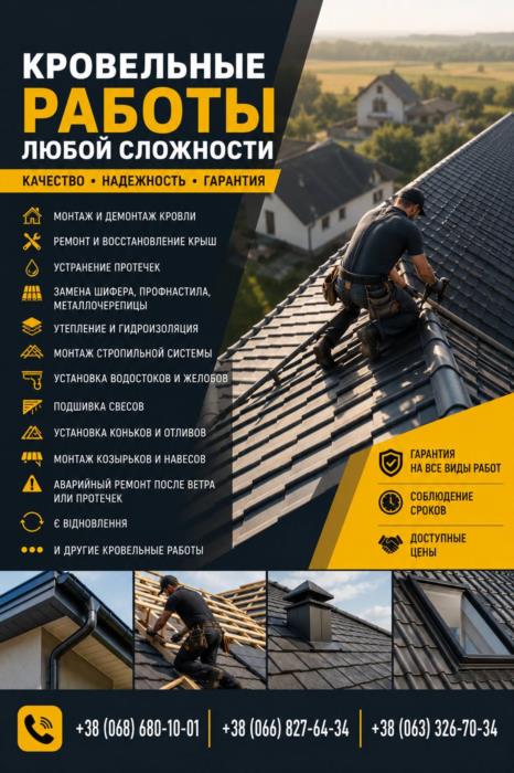 Ремонт и монтаж крыш под ключ  Кровельные работы
