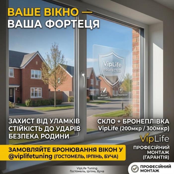 Бронеплівка на вікна від вибухової хвилі Ірпінь Буча