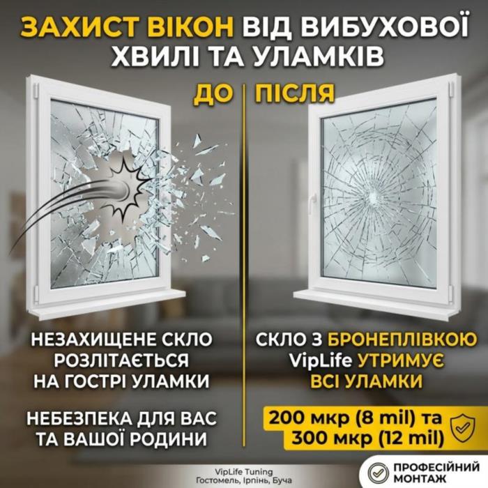 Бронеплівка на вікна від вибухової хвилі Ірпінь Буча - изображениe 3